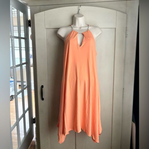 Coral Keyhole Cocktail Dress Med New - Picture 8 of 13